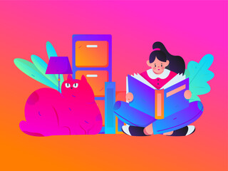 Home indoor character scene flat vector concept operation hand drawn illustration
