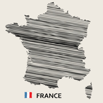 Map of France. Doodle illustration.