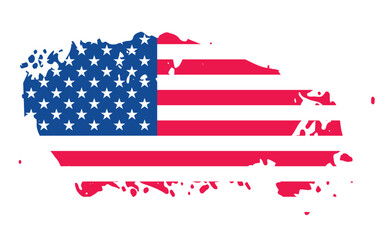 Grunge US Flag brush stroke effect or United States of America flag with watercolor paint brush strokes texture design red and blue color. grunge texture design  USA Flag. vector illustration.