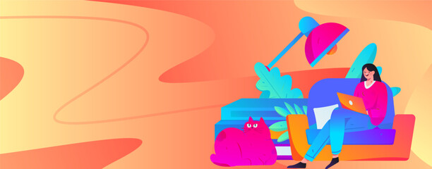 Home indoor character scene flat vector concept operation hand drawn illustration
