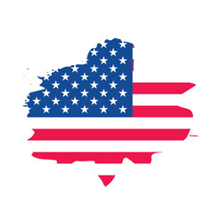 Grunge US Flag brush stroke effect or United States of America flag with watercolor paint brush strokes texture design red and blue color. grunge texture design  USA Flag. vector illustration.