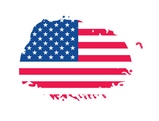 Grunge US Flag brush stroke effect or United States of America flag with watercolor paint brush strokes texture design red and blue color. grunge texture design  USA Flag. vector illustration.