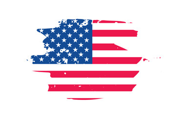 Grunge US Flag brush stroke effect or United States of America flag with watercolor paint brush strokes texture design red and blue color. grunge texture design  USA Flag. vector illustration.
