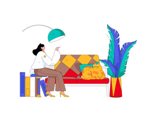 Home indoor character scene flat vector concept operation hand drawn illustration
