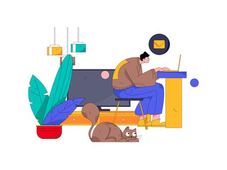 Home indoor character scene flat vector concept operation hand drawn illustration
