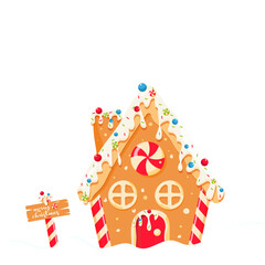 gingerbread house with christmas tree, New Year's house of sweets, or Santa Claus's house for the New Year