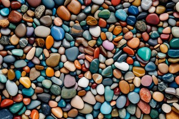Trendy colorful small sea stone pebble background - AI Generative