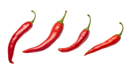 red hot chili peppers isolated on transparent background cutout