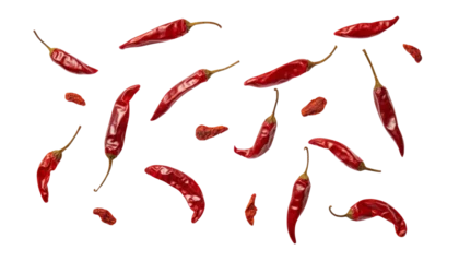 Foto op Plexiglas dry red chili peppers isolated on transparent background cutout © Papugrat