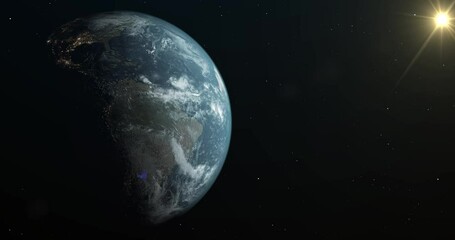 Planet Earth in space, against the backdrop of stars.
