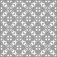 
Black lines on white background.
Wallpaper with figures from lines. Abstract patterns. Black  pattern for web page, textures, card, poster, fabric, textile. Monochrome design. 