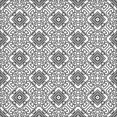 
Black lines on white background.
Wallpaper with figures from lines. Abstract patterns. Black  pattern for web page, textures, card, poster, fabric, textile. Monochrome design. 