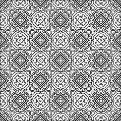 
Black lines on white background.
Wallpaper with figures from lines. Abstract patterns. Black  pattern for web page, textures, card, poster, fabric, textile. Monochrome design. 