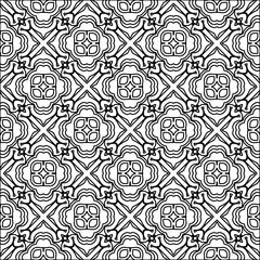 
Black lines on white background.
Wallpaper with figures from lines. Abstract patterns. Black  pattern for web page, textures, card, poster, fabric, textile. Monochrome design. 