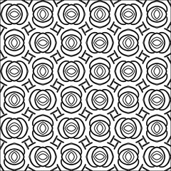 Black lines on white background.
Wallpaper with figures from lines. Abstract patterns. Black  pattern for web page, textures, card, poster, fabric, textile. Monochrome design. 