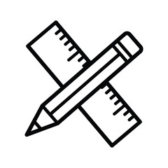 ruler icon, pencil icon, crossed ruler and pencil icon in flat design