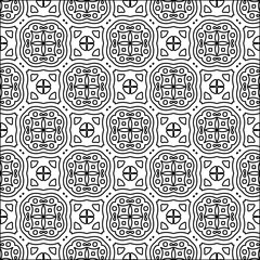 Black lines on white background.
Wallpaper with figures from lines. Abstract wallpaper. Black  pattern for web page, textures, card, poster, fabric, textile. Monochrome design. 