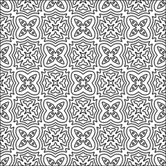 
Black lines on white background.
Wallpaper with figures from lines. Abstract wallpaper. Black  pattern for web page, textures, card, poster, fabric, textile. Monochrome design. 