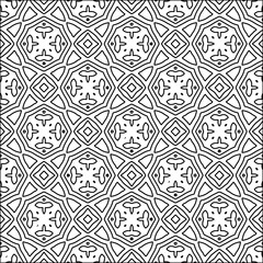 
Black lines on white background.
Wallpaper with figures from lines. Abstract wallpaper. Black  pattern for web page, textures, card, poster, fabric, textile. Monochrome design. 