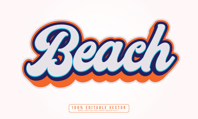 Beach text effect, font editable, typography, 3d text. vector template