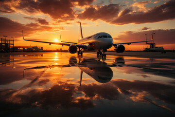 Dusk Glow: Sunset Silhouettes at the Airport