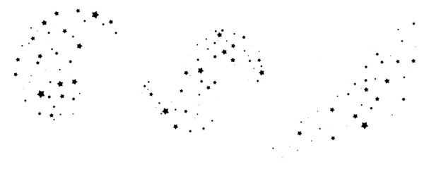 Shooting Star Black. Shooting star with an elegant star trail on a white background. Festive star sprinkles, powder. Vector png.	
