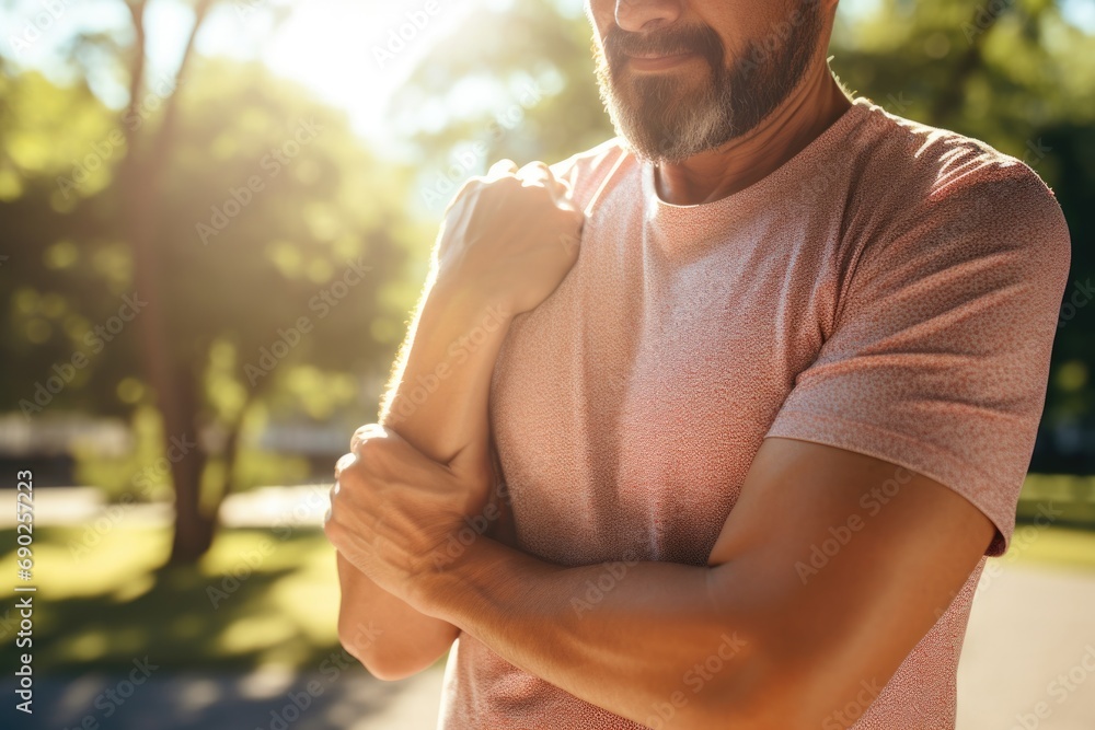 Aufkleber A picture of a man with a beard wearing a pink shirt. This versatile image can be used in various contexts