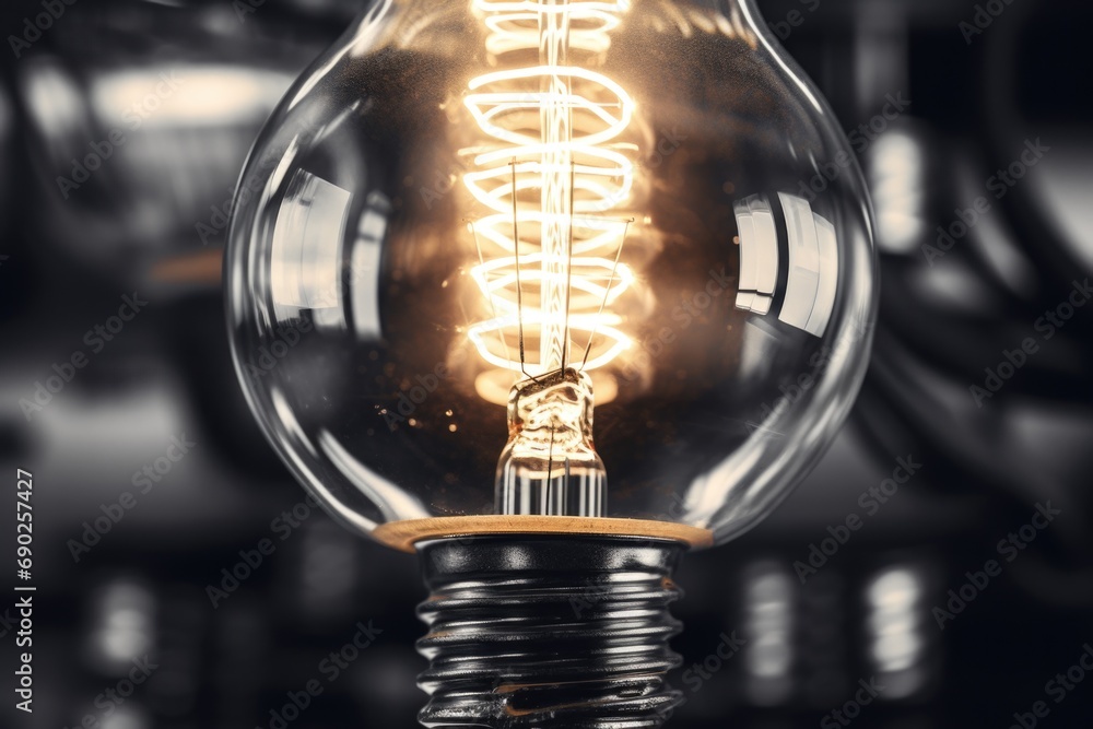 Aufkleber a close up view of a light bulb resting on a table. can be used to depict ideas, creativity, innovat