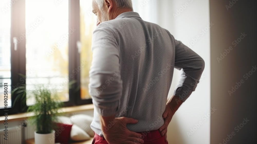 Aufkleber A man standing in front of a window with his back to the camera. Suitable for various uses