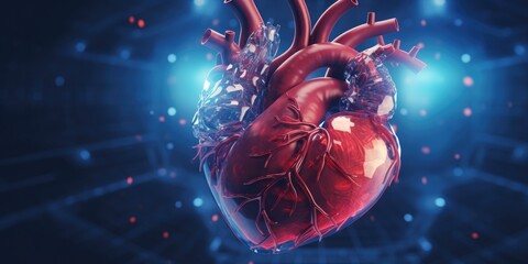 A human heart covered in blood. Suitable for medical or horror-themed projects - obrazy, fototapety, plakaty