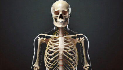 Visual Exploration of the Skeletal System, Artistic Visualization of the Human Skeleton. Generative AI