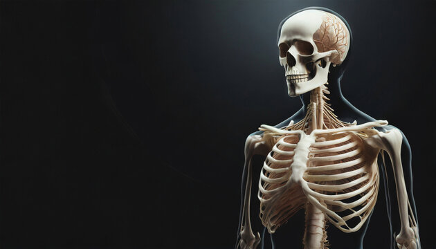 Visual Exploration of the Skeletal System, Artistic Visualization of the Human Skeleton. Generative AI