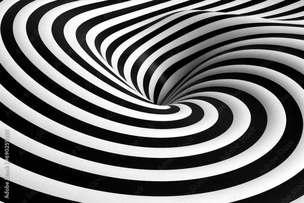 Poster a black and white striped background with a spiral design. suitable for various graphic design proje