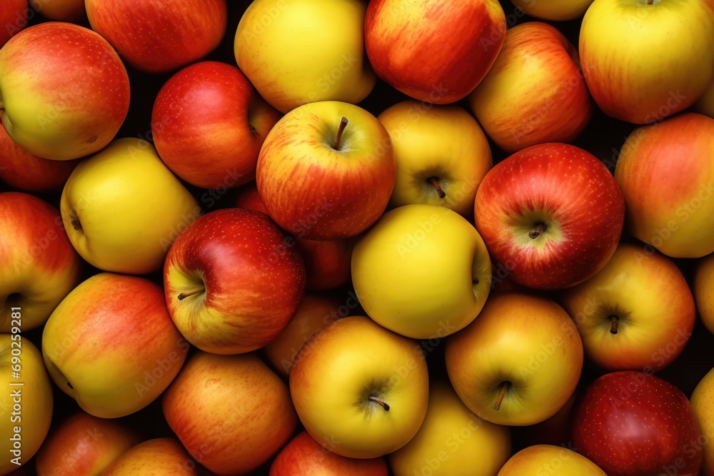 Poster a large pile of red and yellow apples. suitable for food and agriculture-related projects