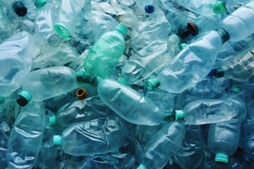 A large pile of empty plastic water bottles. Versatile image suitable for environmental, recycling, waste management, or plastic pollution themes