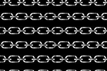 Fototapeta premium Silver pattern chains on a black background, Metal links repeat endlessly, Vector illustration.