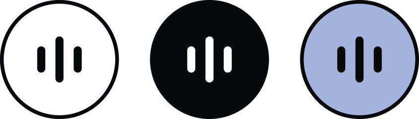 Music wave lined, isolated and colored version icon.  Vector illustrations