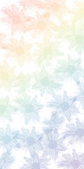 アルコールインクアートのボタニカル背景縦長バナー）透明感のある虹色のグラデーションの花柄