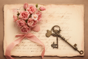 old book with rose