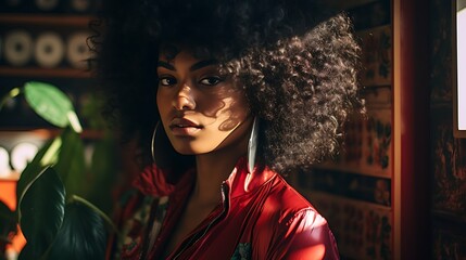 Black african american woman portrait, beautiful cute girl wallpaper background