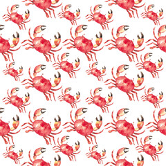 seamless pattern with red red crab 