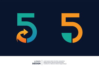 Modern Number 5 marketing business logo design.