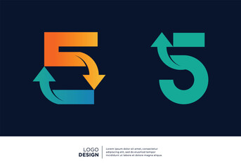 Set of Number 5 business logo design inspiration.
