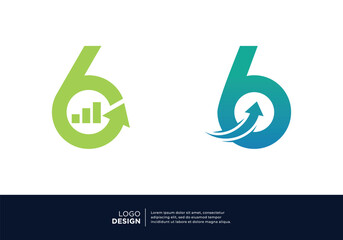 Set of Number 6 logo designs for marketing, investment and business.