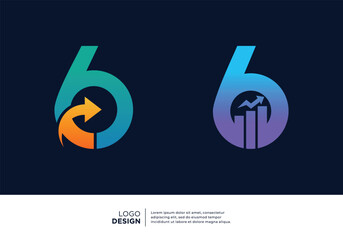 Number 6 financial investment logo design.