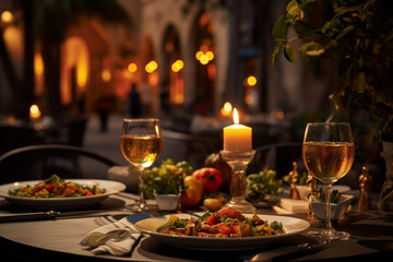 Naklejka premium christmas dinner table setting