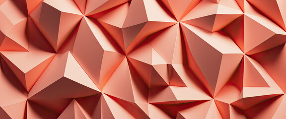 Abstract 3D geometric shapes dominate the canvas, seamlessly blending into a wallpaper background in PANTONE 13-1023 Peach Fuzz