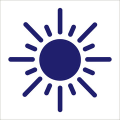 Sun icon vector on white.
