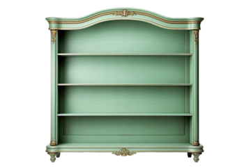 Luxury Light Green Empty bookcase Shiny on white background On Transparent Background