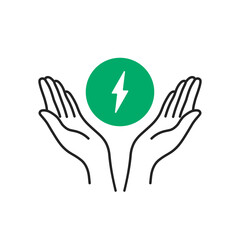 two thin line hands like control electricity saving